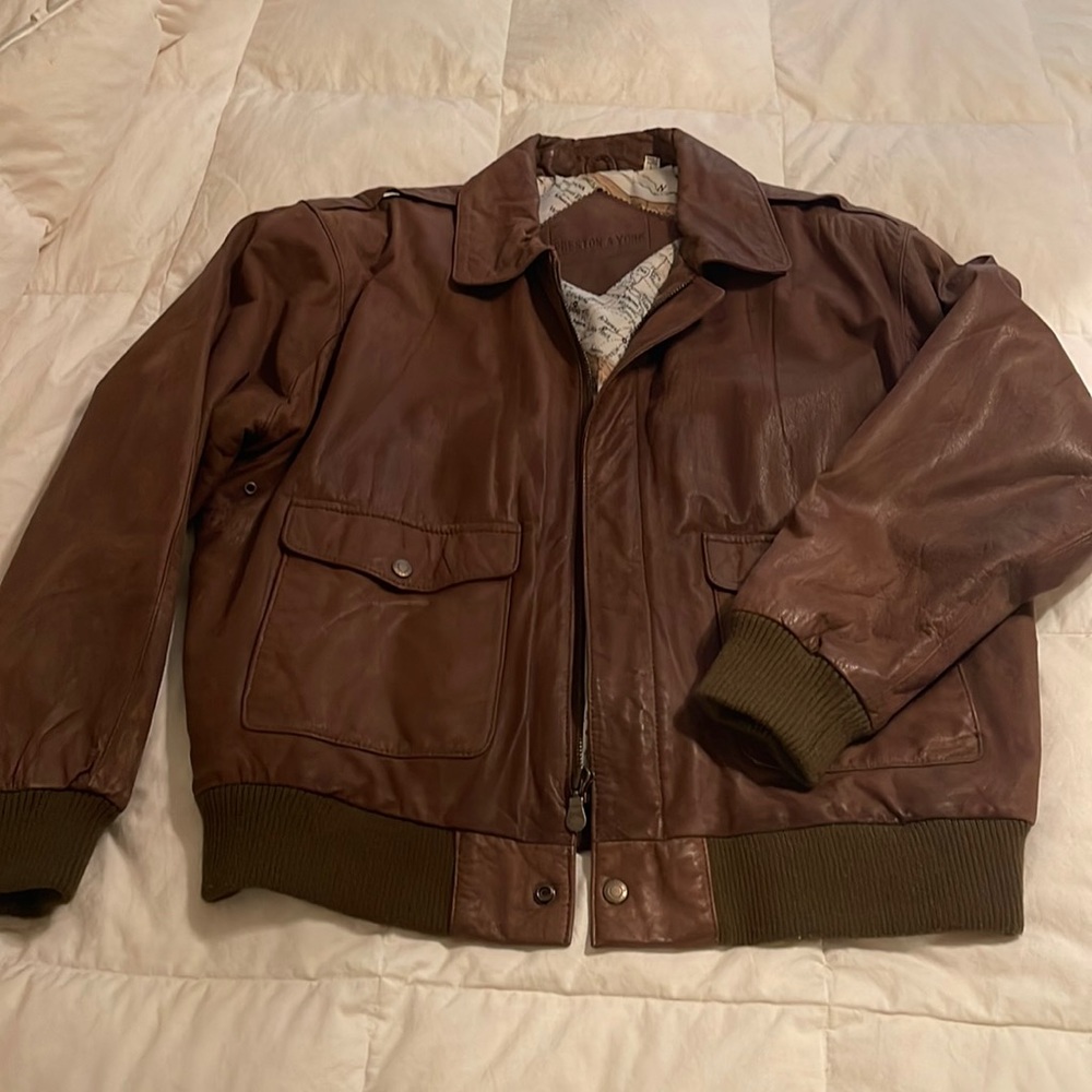Preston and York leather womens bomber jacket